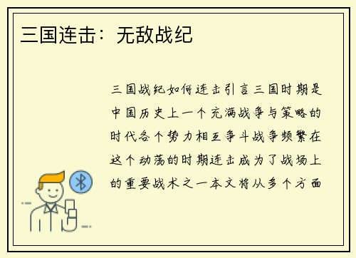 三国连击：无敌战纪